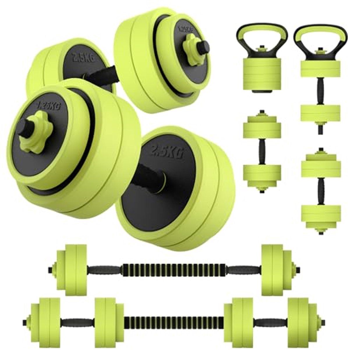4 in 1 Fitness Set - Hantels, Kettlebell en Verbindingselementen voor Thuisworkouts