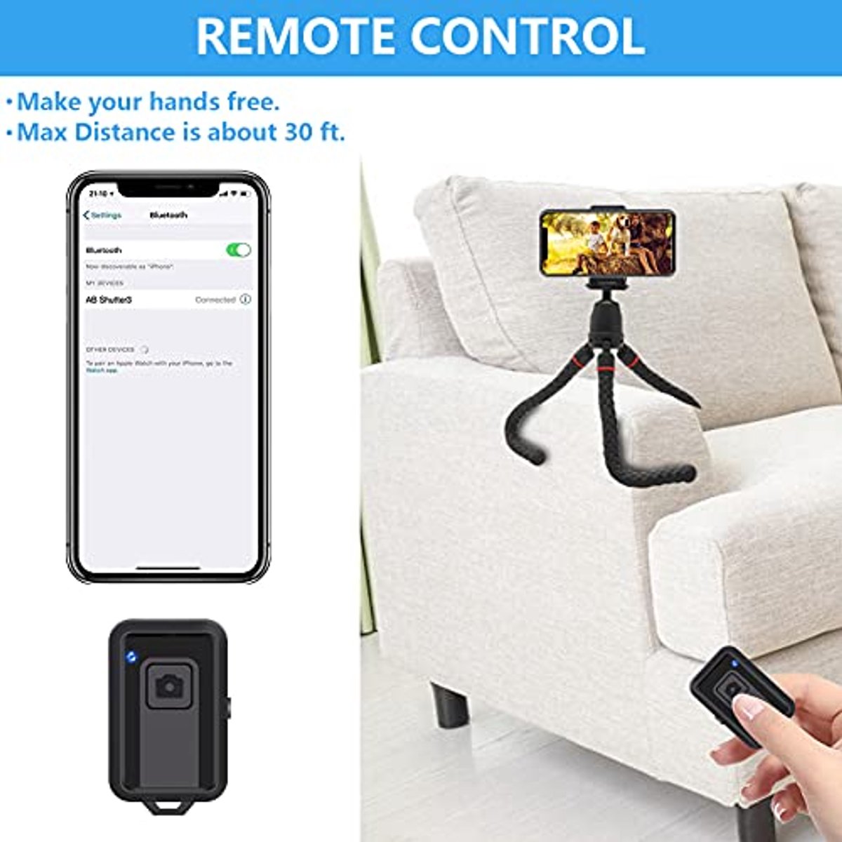 Draagbaar en Flexibel 360° Rotatie Telefonstatief met Bluetooth Afstandsbediening