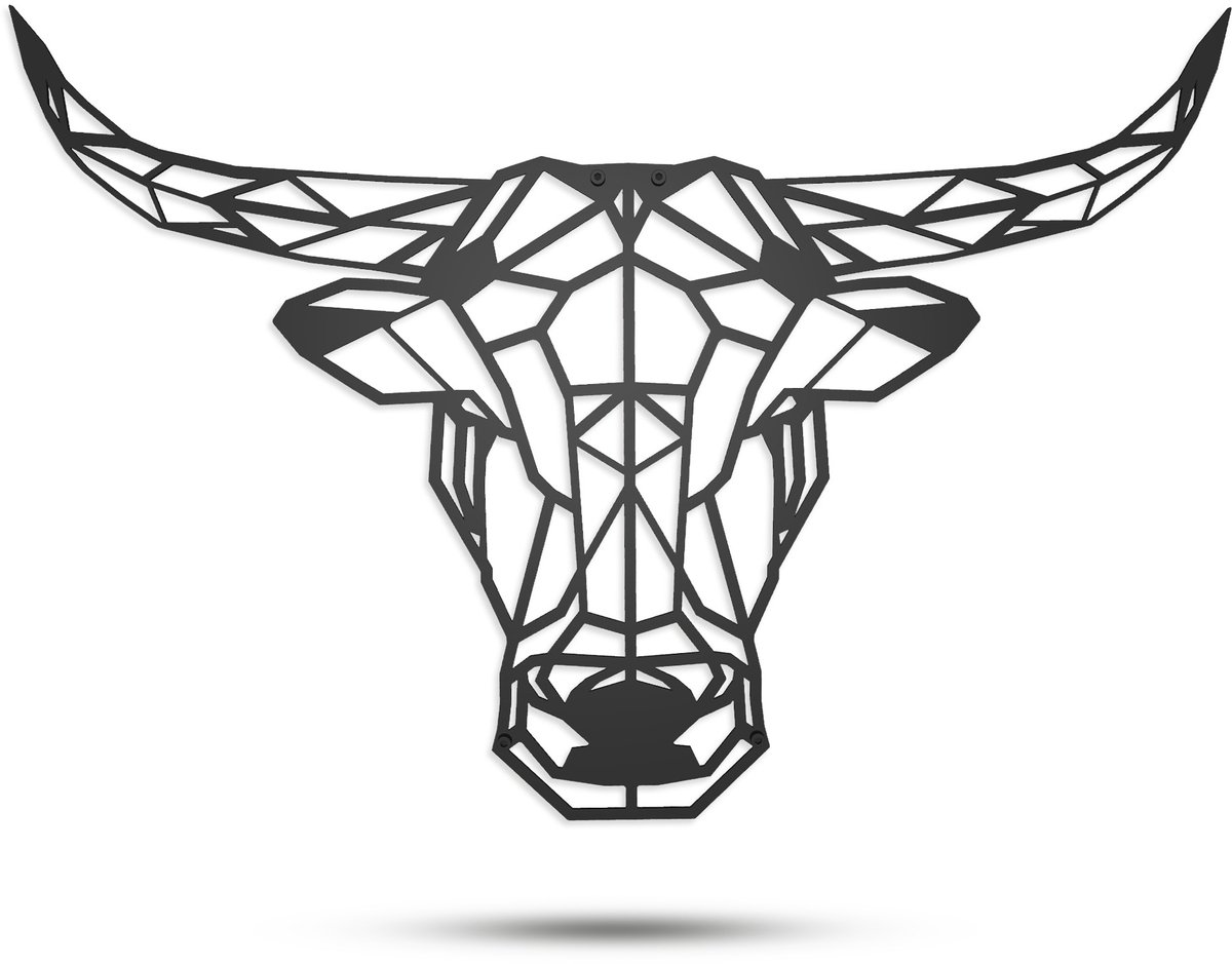 Lifestaal® - Wanddecoratie industrieel - Woonkamer Decoratie - Metaal - Dierenkop - Stier - 70x48cm - incl. Ophangsysteem