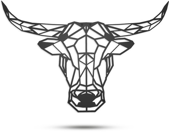 Taureau - Décoration murale en métal | Tête d'animal | 70 x 47,5 cm | Décoration murale | Art mural en métal | Salle de séjour| Chambre à coucher| Acier| Panneau mural| Industrie | Modes de vie|