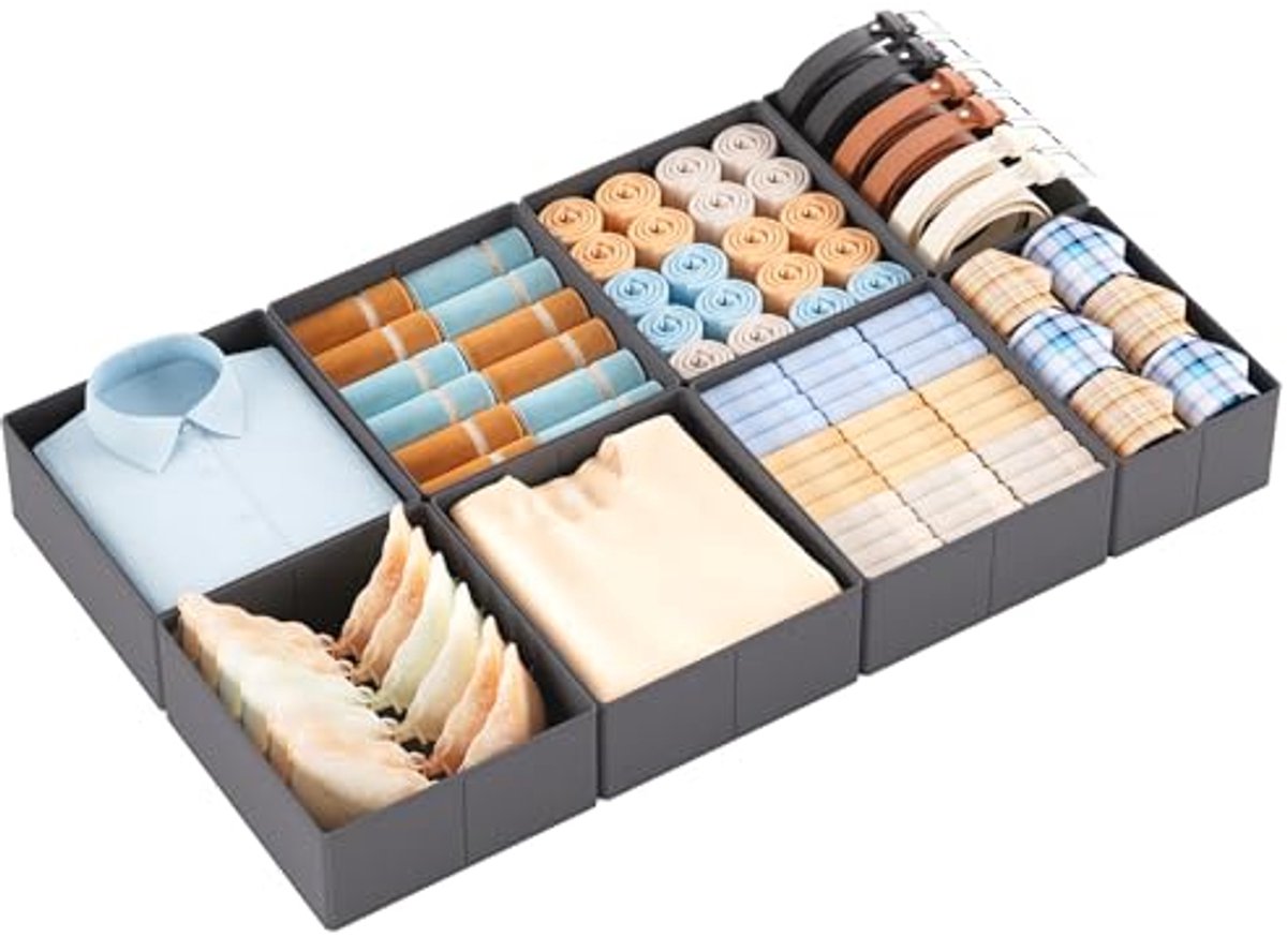 Set van 8 opvouwbare lade-organizers voor optimale organisatie in laden