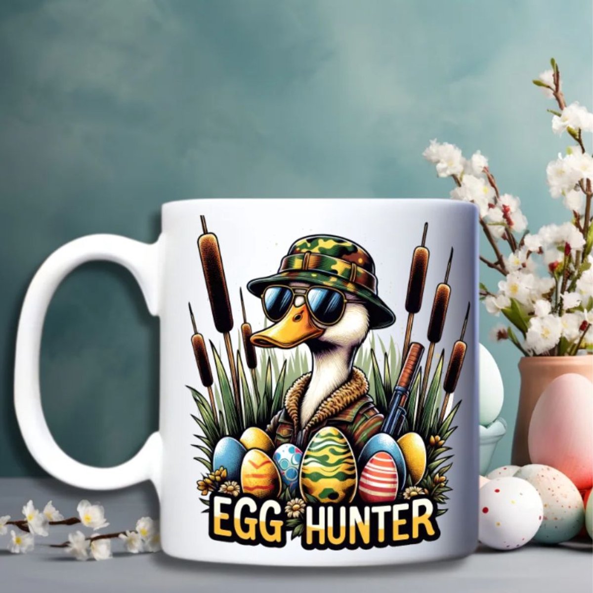 Grappige Mok – Egg Hunter – Grappige Eend in Camouflage – Cadeau voor Pasen - Beetje Brutaal