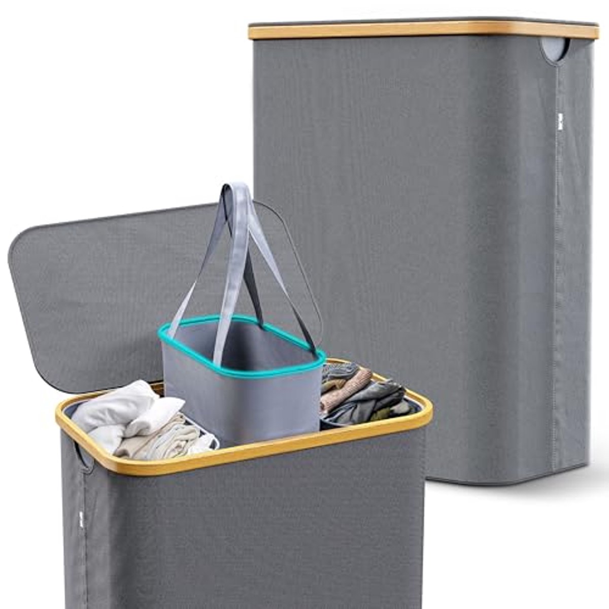 Wasmachine Organizer met 3 Vakken - 160 Liter - Grijs