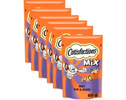 Catisfactions Kattensnoepjes - Mix Snacks Kip en Eend - 6x60g
