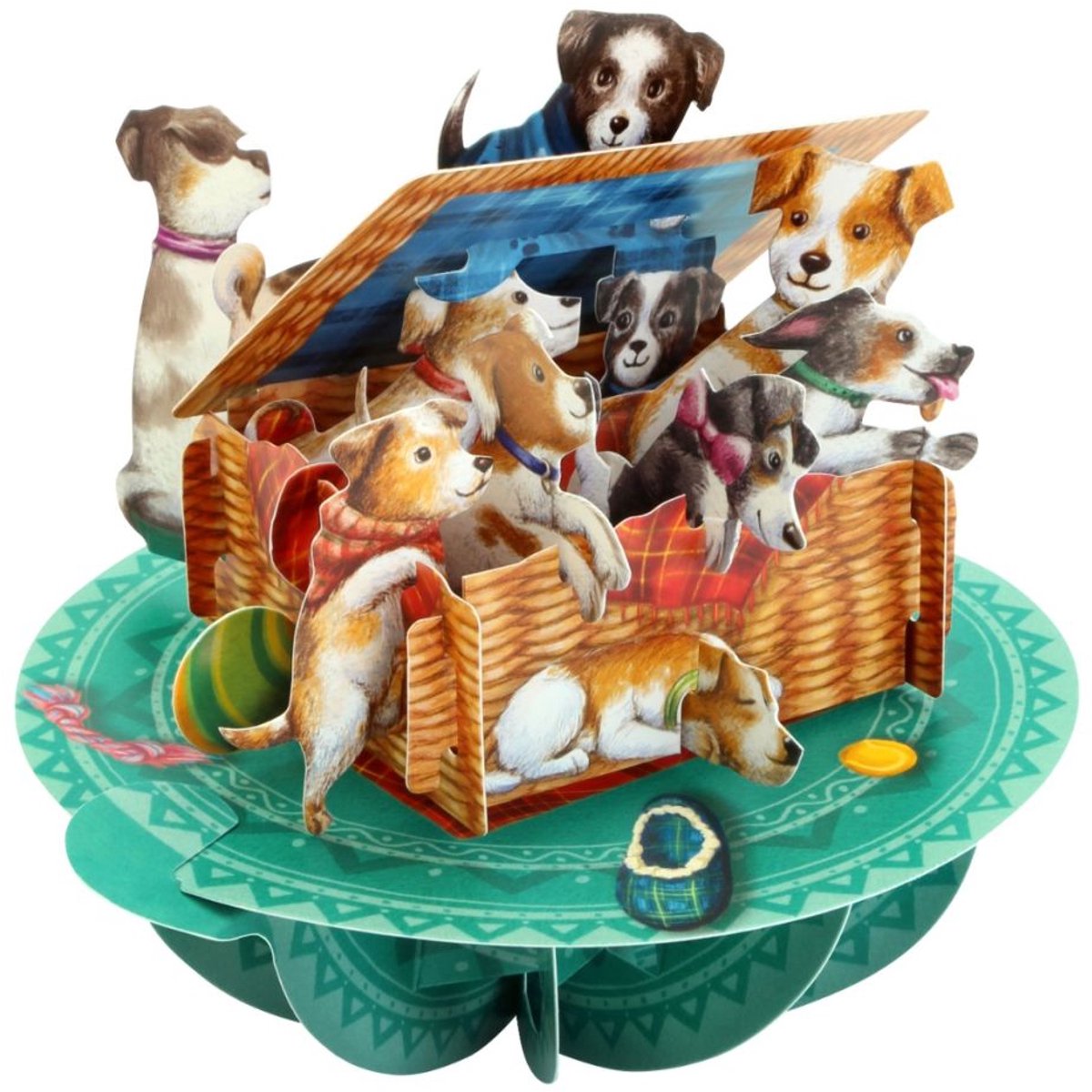 3D Kaart Puppies In A Basket - Santoro London Pirouettes