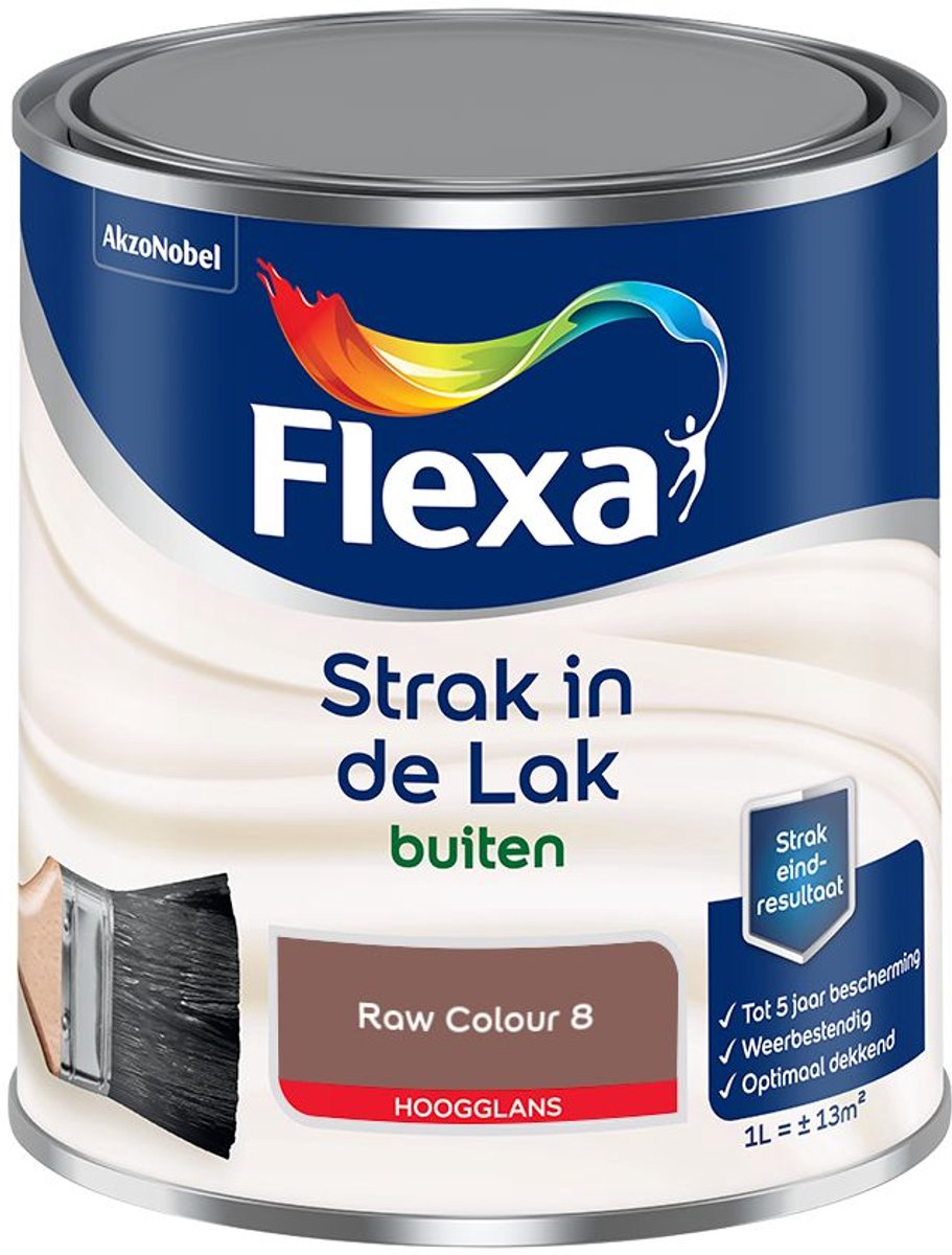 Flexa - Strak in de Lak Buitenlak Hoogglans - Raw Colour 8 - Mengverf - 1 L