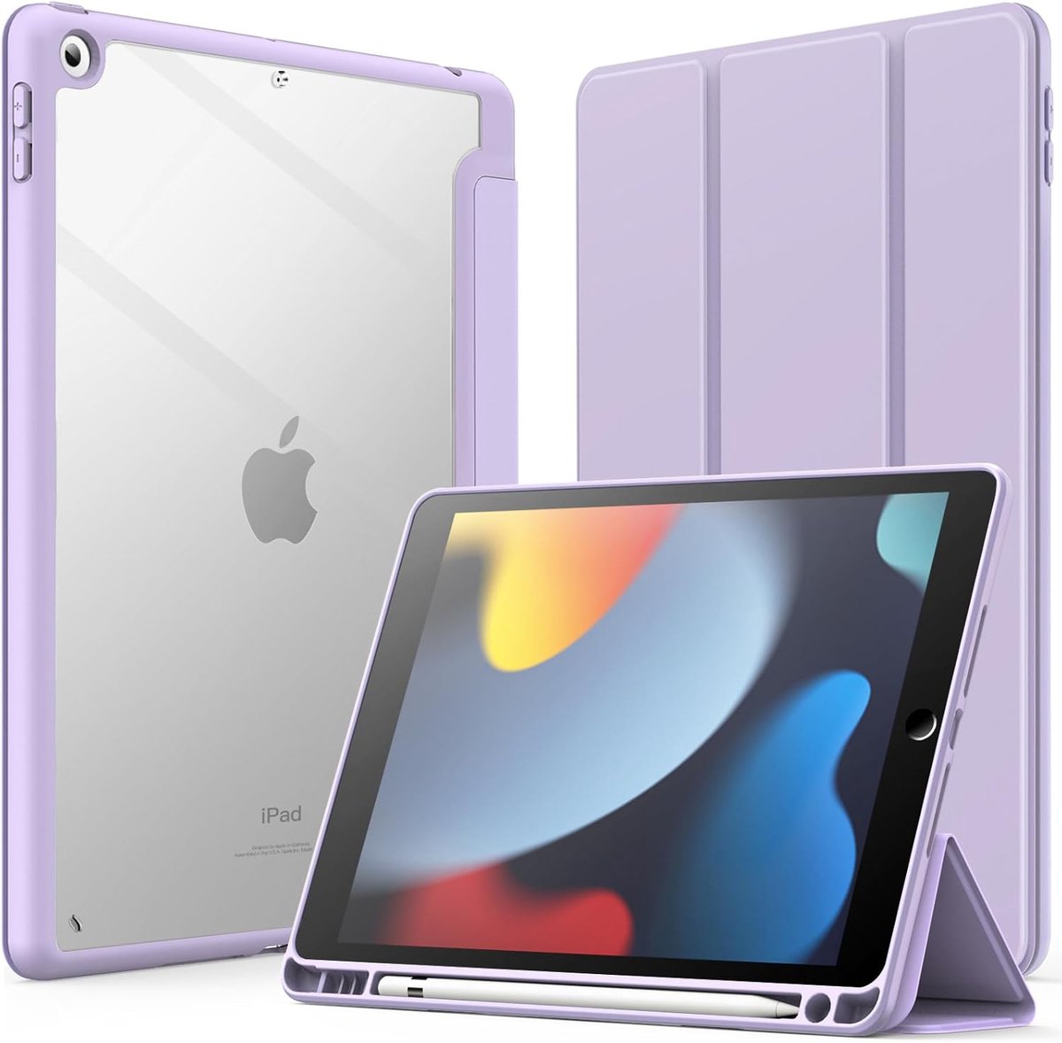 Slanke Hoes voor iPad 10,2-Inch met Pencil Houder en Transparante Achterkant