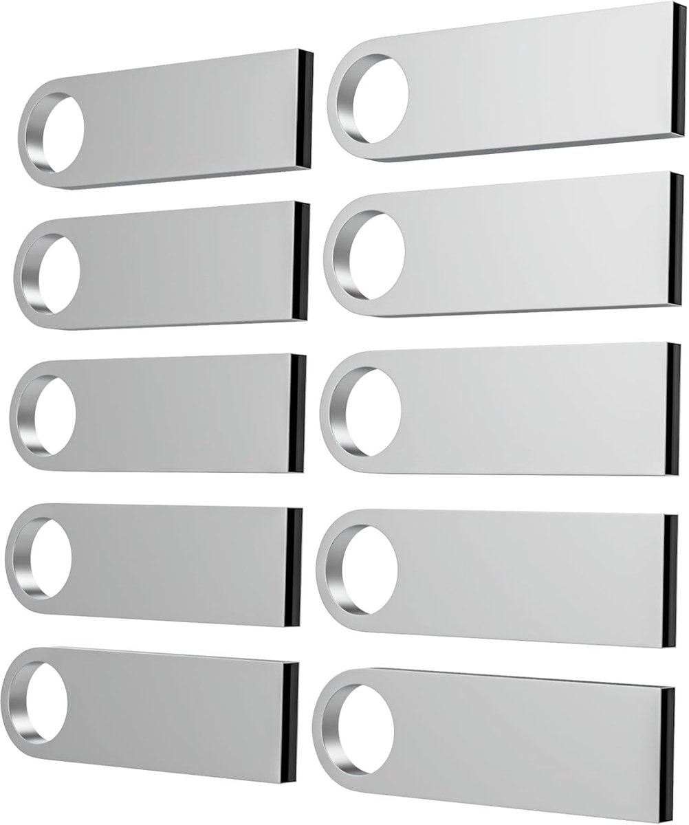 Mini USB-stick 8GB Set van 10 - Waterdichte Geheugensticks met Sleutelhangers