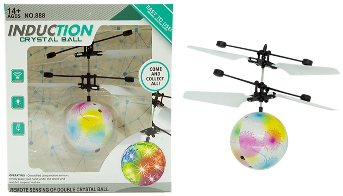 Heli Ball XL Flash Ball met lichteffecten - Met de hand bestuurde Helikopter - mini Drone UFO Infrarood Oplaadbaar USB