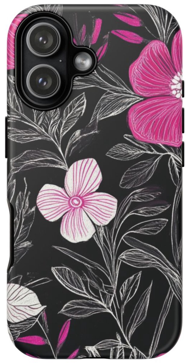Roze en Witte Bloemenprint – Telefoonhoesje Geschikt voor iPhone 17
