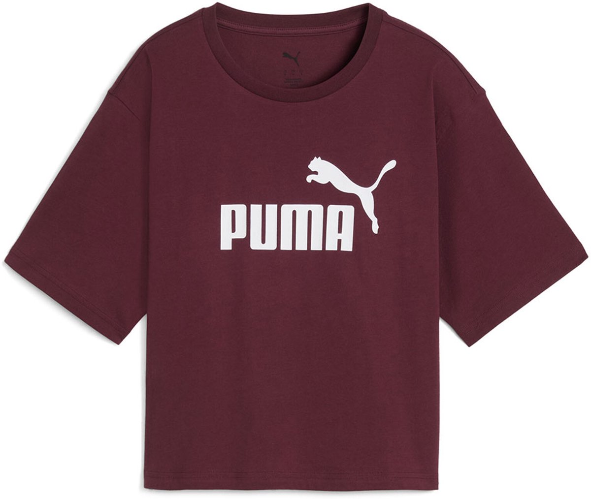 Puma Ess No 1 Logo Cropped T-shirt Met Korte Mouwen XL Vrouw Ruby Shimmer