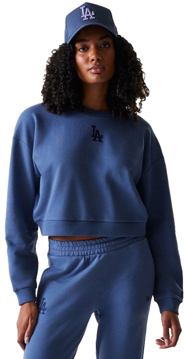 New Era Mlb Midi Le Crop Los Angeles Dodgers Sweatshirt Vrouw Blauw