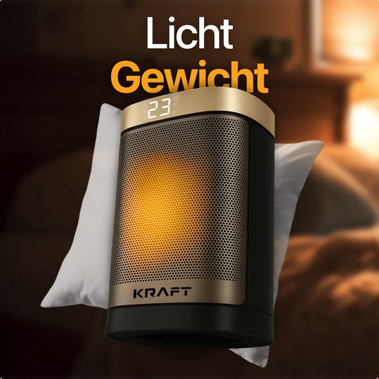KRAFT Elektrische Kachel - Keramische Ventilatorkachel - Heater - Verwarming Electrisch - 1500W - 70° Draaifunctie
