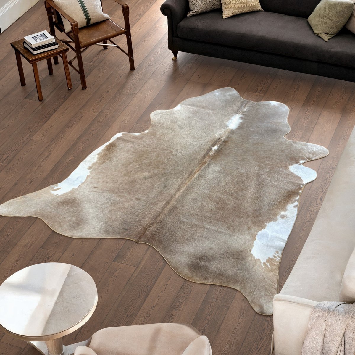 Koeienhuid Vloerkleed XL (Groot) - Beige - 233 x 219 cm - Koeienkleed / Koeienvel / Dierenvel / Dierenhuid / Koehuid Tapijt