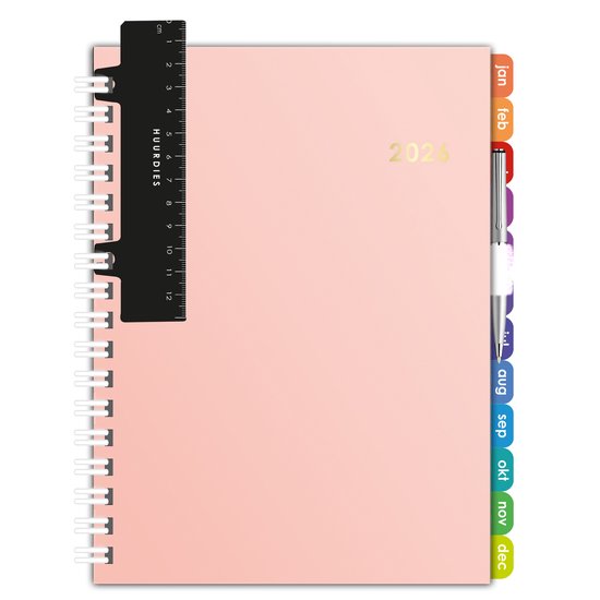 Huurdies agenda 2026 - Hardcover - Roze – Goudfolie & Krasvast – A5