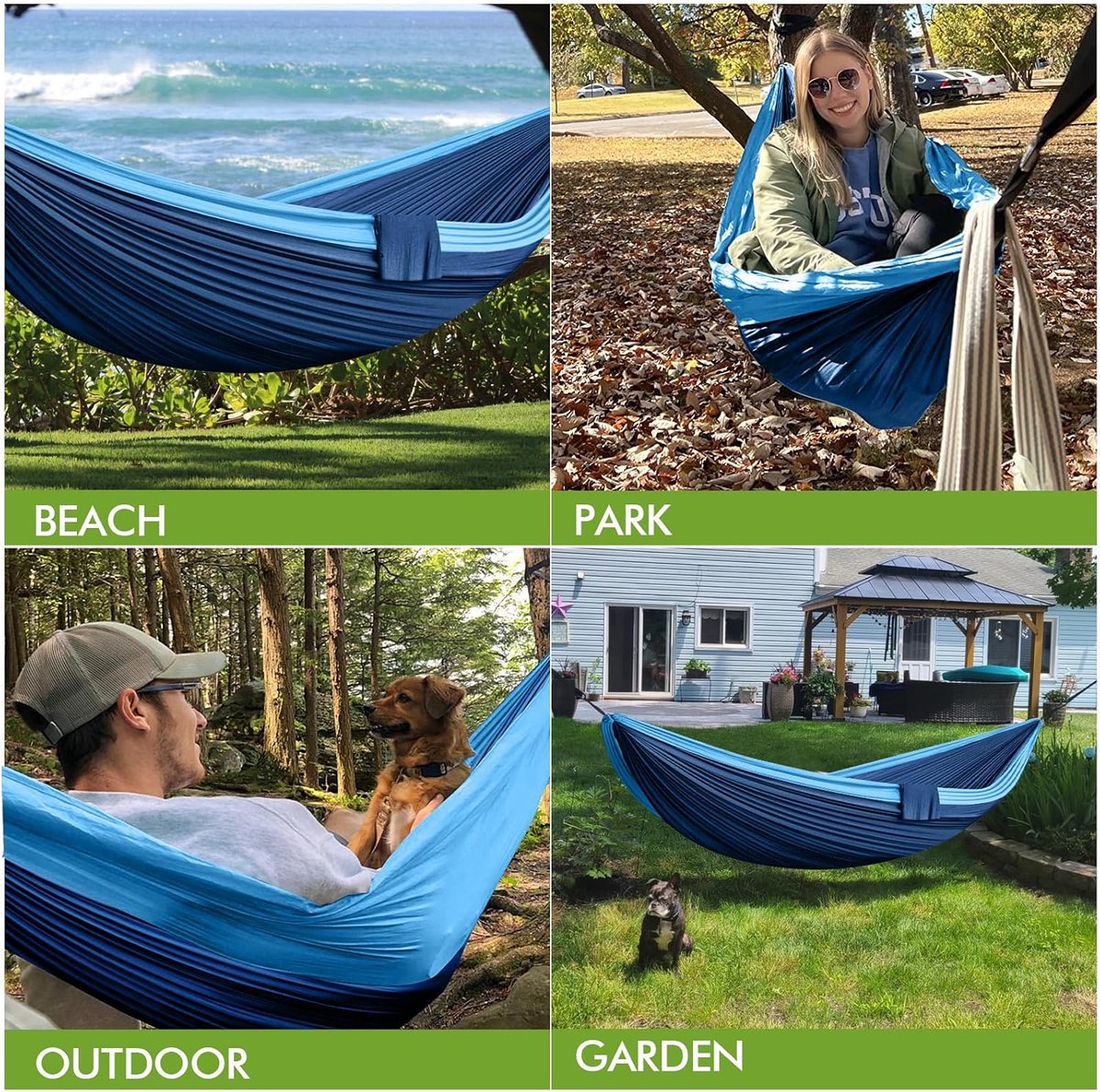 Hangmat Outdoor Camping Hangmatten 2 personen 300 x 200 cm Ultralichte Draagbare Reishangmat tot 300 kg Laadvermogen Tuin Strand Dubbele Hangmat