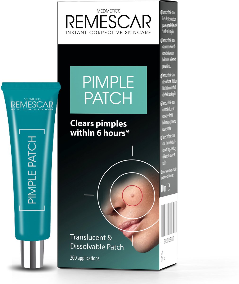 Remescar Pimple Patch Serum - Acne Patch voor de behandeling van puistjes, vlekken en acne, onzichtbare puistjespleisters, puistje patch voor het verwijderen van puistjes binnen 6 uur, 200 toepassingen