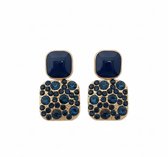 Boucles d'oreilles à tige noires avec cristaux brillants pour femmes – Boucles d'oreilles carrées