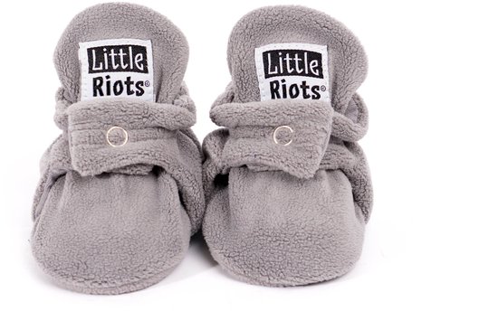 Little Riots - Babyslofjes - Fleece Original - Grijs - 3-6 Maanden (10cm) - Schoenmaat 16-17