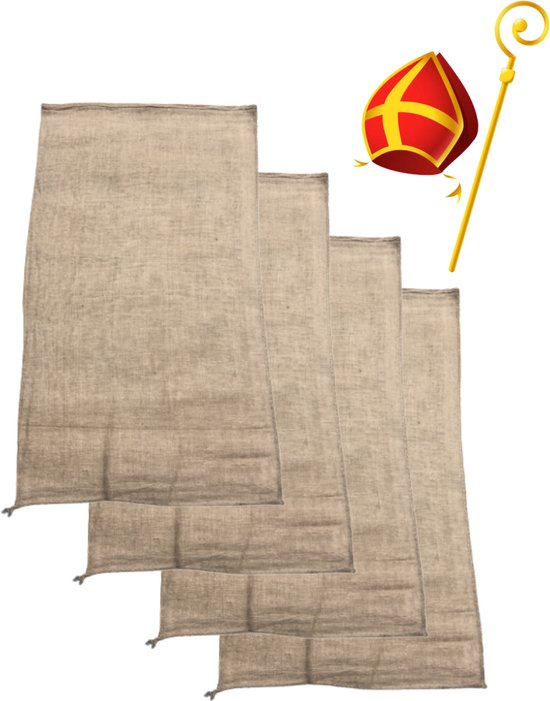 Sinterklaas Jute zak, Set 4 stuks, Stevig