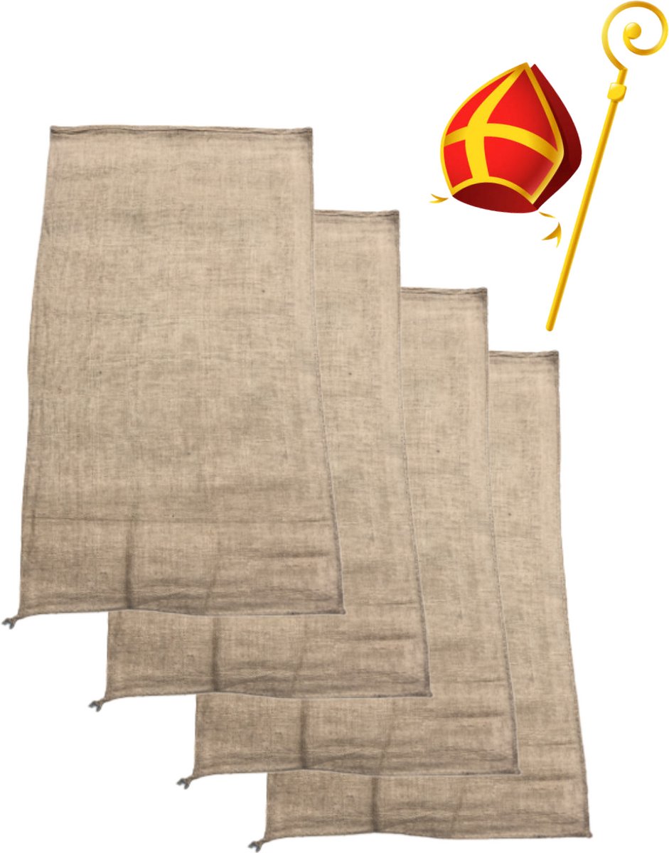Sinterklaas Jute zak, Set 4 stuks, Stevig