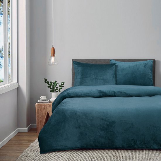PHLOX Dekbedovertrek Flanel Fleece - Tweepersoons 200x220 cm + 2 Kussenslopen - Zacht & Huidvriendelijk - Petrol van PHLOX — afbeelding 3