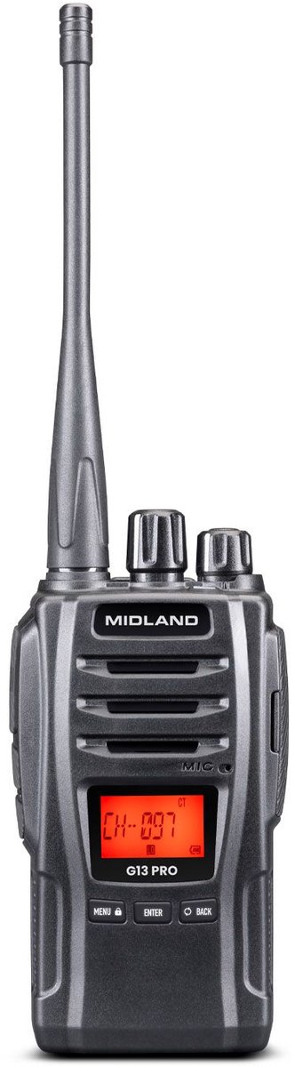 Midland G13Pro PMR & LPD Portofoon incl. 2600mAh accu, adapter, lader WalkieTalkie Jacht
