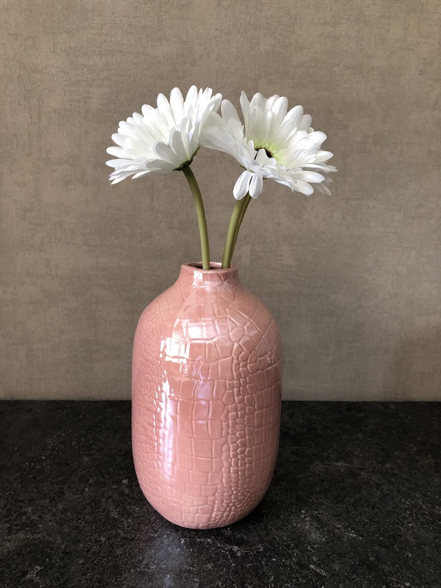 Vaas in Roze keramiek - 14x14x24cm