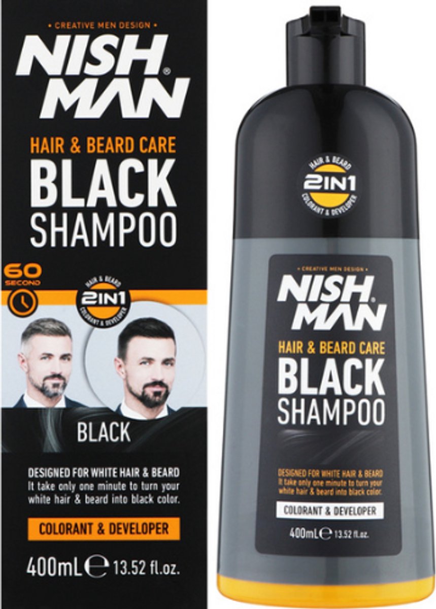 Nish Man Hair & Beard Care Black Shampoo - 400ml