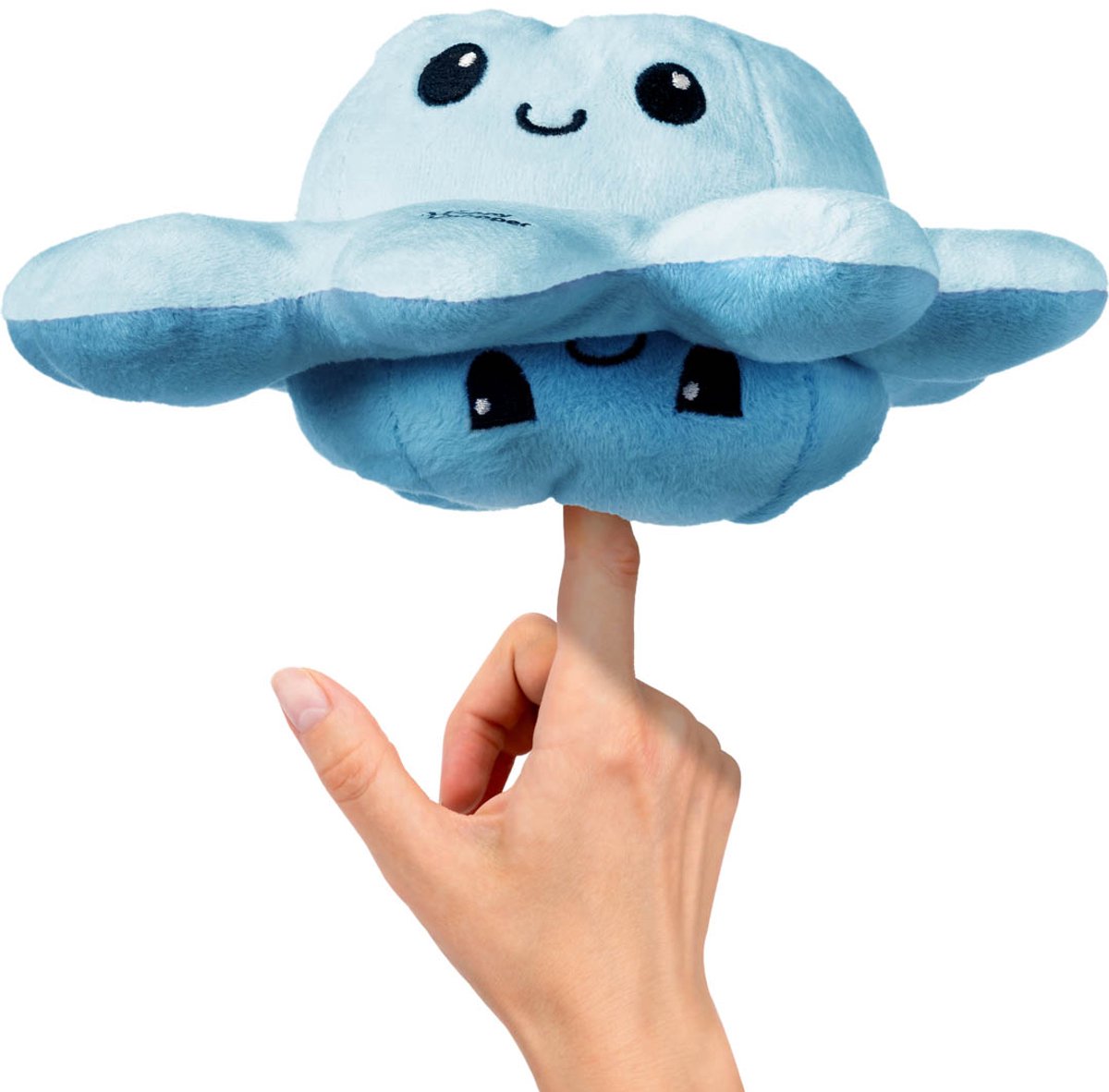 Mood octopus knuffel - Knuffels - Knuffeldier - Pluche speelgoed - Reversible - 20 cm - Donkerblauw/lichtblauw