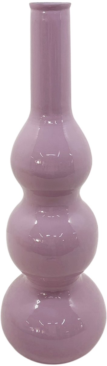 by Mooss - Enamel - Vaas - Lila - Licht Paars - Light Purple - Small - 72cm - Ø 23 cm - Hoogglans - Metaal - Groot - Chique - Trendy - Hip - Eyecatcher - Decoratief - Emaille