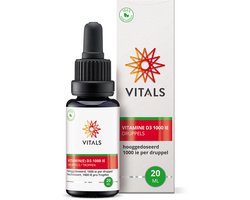 Vitals Vitamine D3 druppels 1000 IE - 700 druppels. Hooggedoseerd, 1000 IE (25 mcg) vitamine D3 per druppel.
