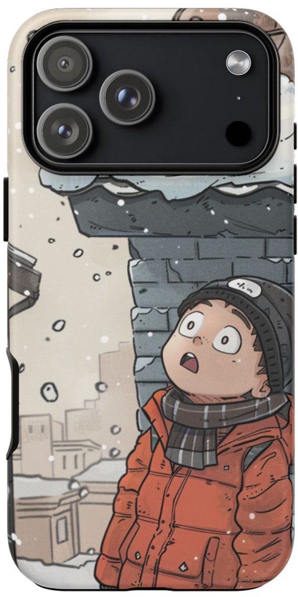 Chibi Wintertafereel met Besneeuwd Dak – Telefoonhoesje Geschikt voor iPhone 17 Pro Max