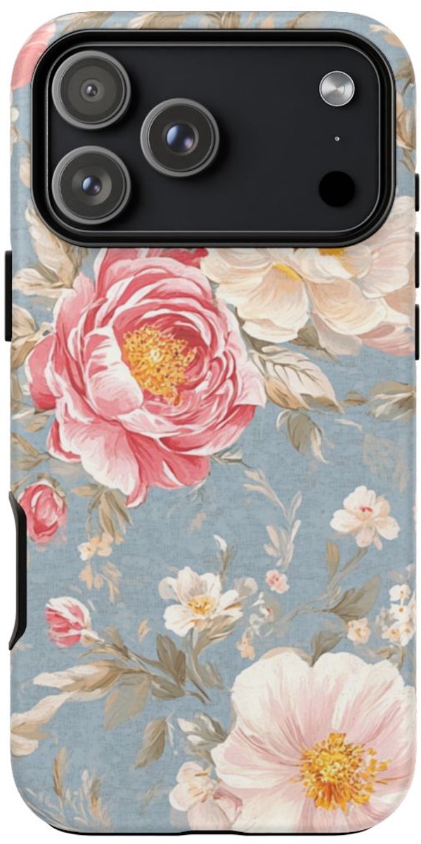 Romantisch Roze-Wit Bloemenpatroon – Telefoonhoesje Geschikt voor iPhone 17 Pro Max