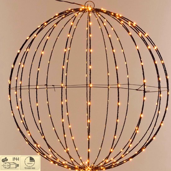 Foto: Ceruzo lichtbol 240 led 40 cm extra warm wit timer 6 18 metaal binnen buiten