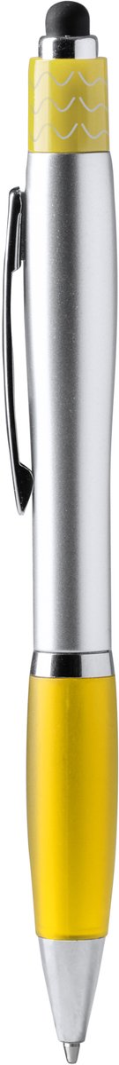 10 Metalen pennen Geel met anti stress spinner ABS behuizing en metalen clip Blauwe inkt. Model Fidget
