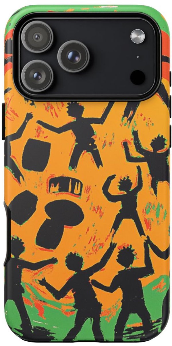 Abstracte Tribale Dans en Muziek Cirkel – Telefoonhoesje Geschikt voor iPhone 17 Pro Max