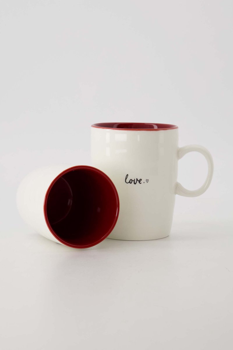 Zusss Theemok Love Wit/Rood/Zwart Wit