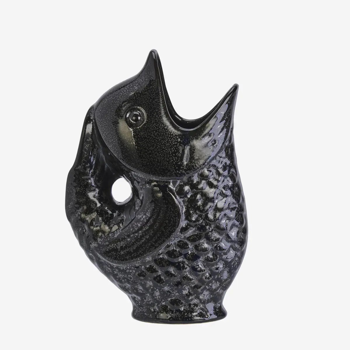 Madam Stoltz - Stoneware Vis Vaas / Karaf - Zwart