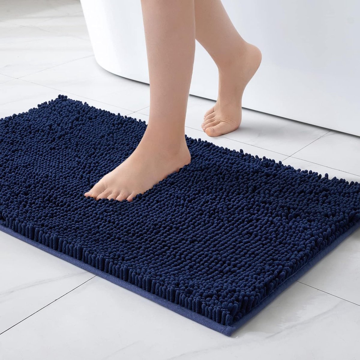 Antislip Badmat Microfiber - Super Zacht en Comfortabel - 50x80cm Donkerblauw