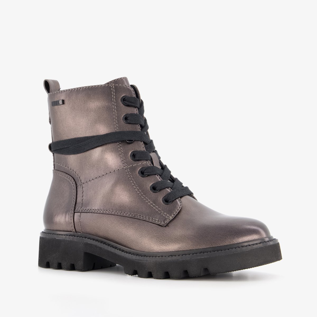 Softline dames veterboots metallic grijs - Maat 41