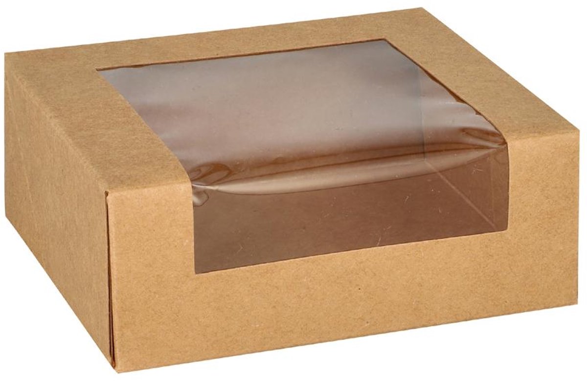 Image of 25 Sushi schalen, karton hoekig 4,5 cm x 19,5 cm x 7 cm bruin