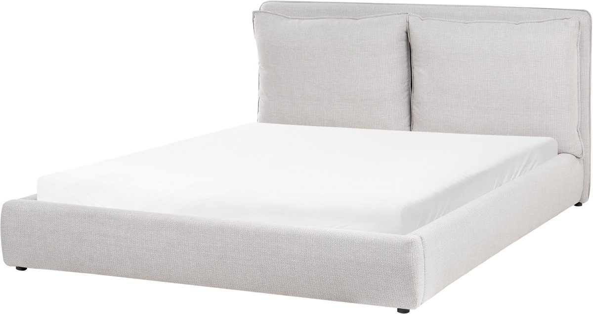 Beliani BAJONNA - Tweepersoonsbed - Lichtgrijs - 160 x 200 cm - Polyester
