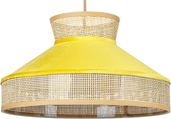 BATALI - Lampe à suspension - Jaune/Naturel - Rotin