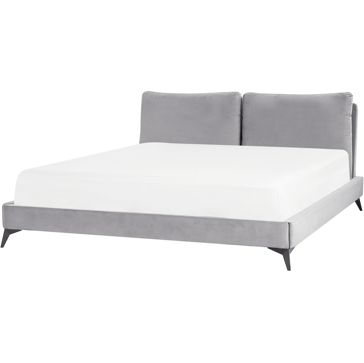 Beliani MELLE - Tweepersoonsbed - Grijs - 180 x 200 cm - Fluweel