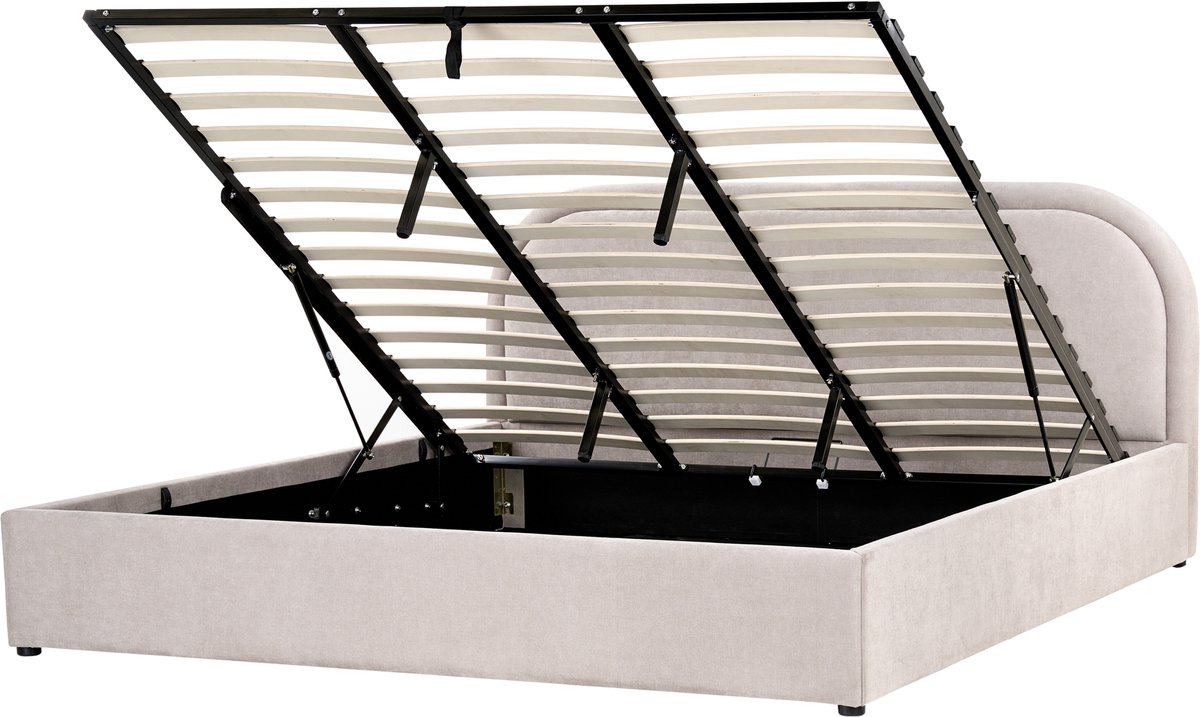 Beliani QUILLIEN - Bed met opbergruimte - Taupe - 180 x 200 cm - Polyester Beige