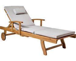 BELIANI JAVA PREMIUM - Tuinligstoel - Lichtbruin/Lichtgrijs - Acaciahout