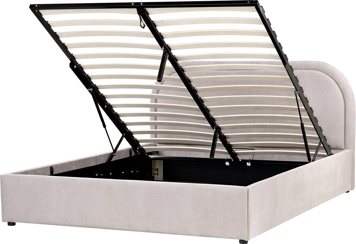 Beliani QUILLIEN - Bed met opbergruimte - Taupe - 140 x 200 cm - Polyester Beige
