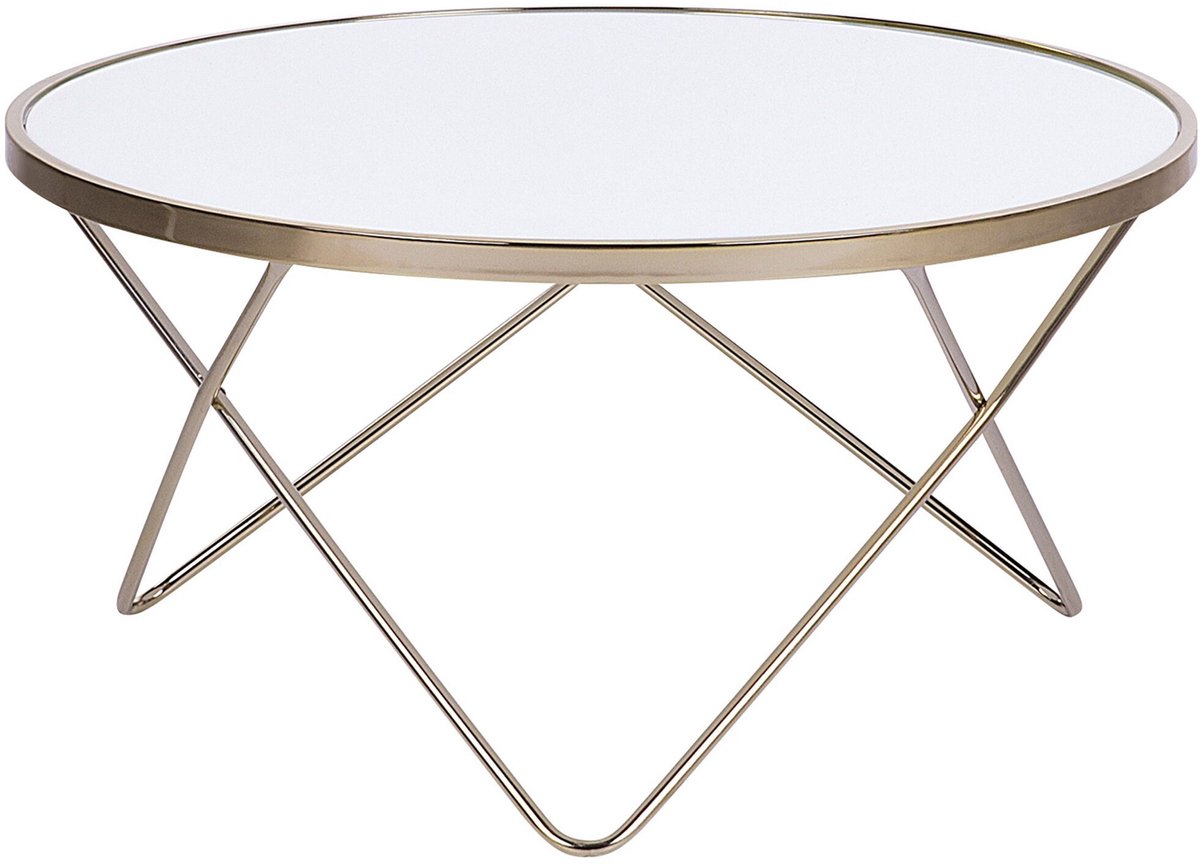 Beliani MERIDIAN - Salontafel - Wit/Goud - Veiligheidsglas