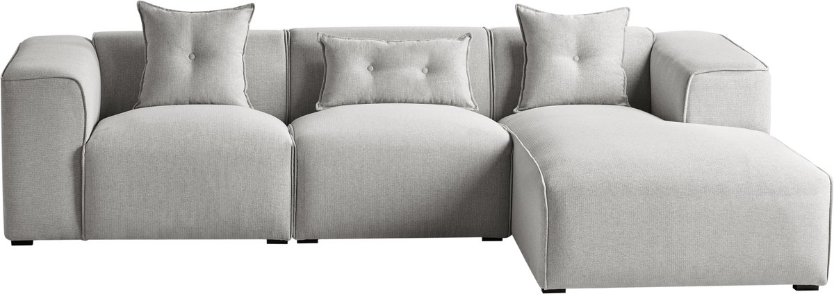 DOLVA - Hoekbank - Lichtgrijs - Linkerzijde - 294 cm - Polyester